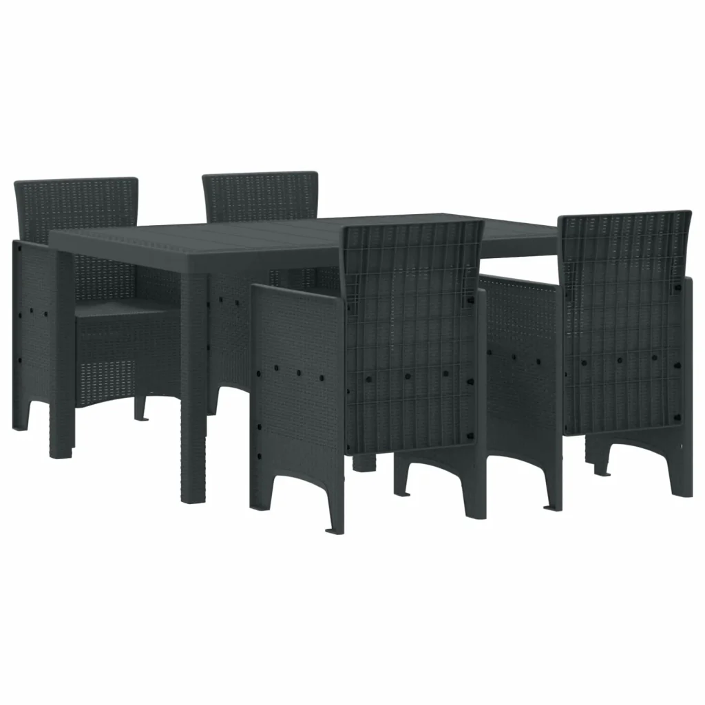 Set da Pranzo per Giardino 5 pcs Antracite Rattan Polt 3378692