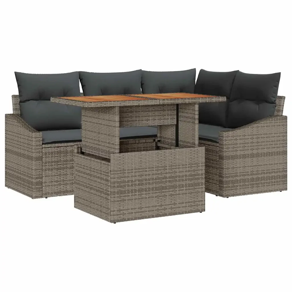 Set da Pranzo per Giardino con cuscino 5 pcs Grigio e Marrone 3349831 - Image 2
