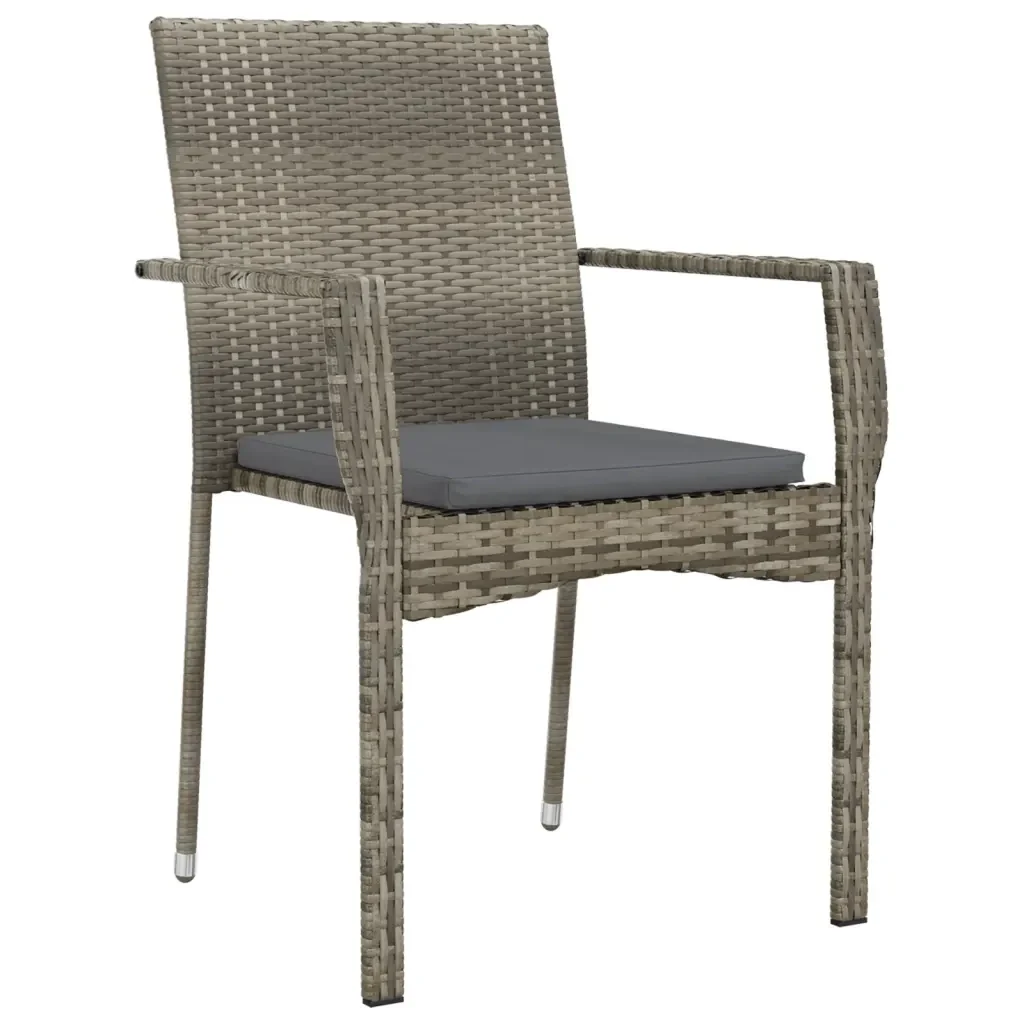 Set da Pranzo Giardino 5pz Nero e Grigio con Cuscini Polyrattan 3185128 - Image 5