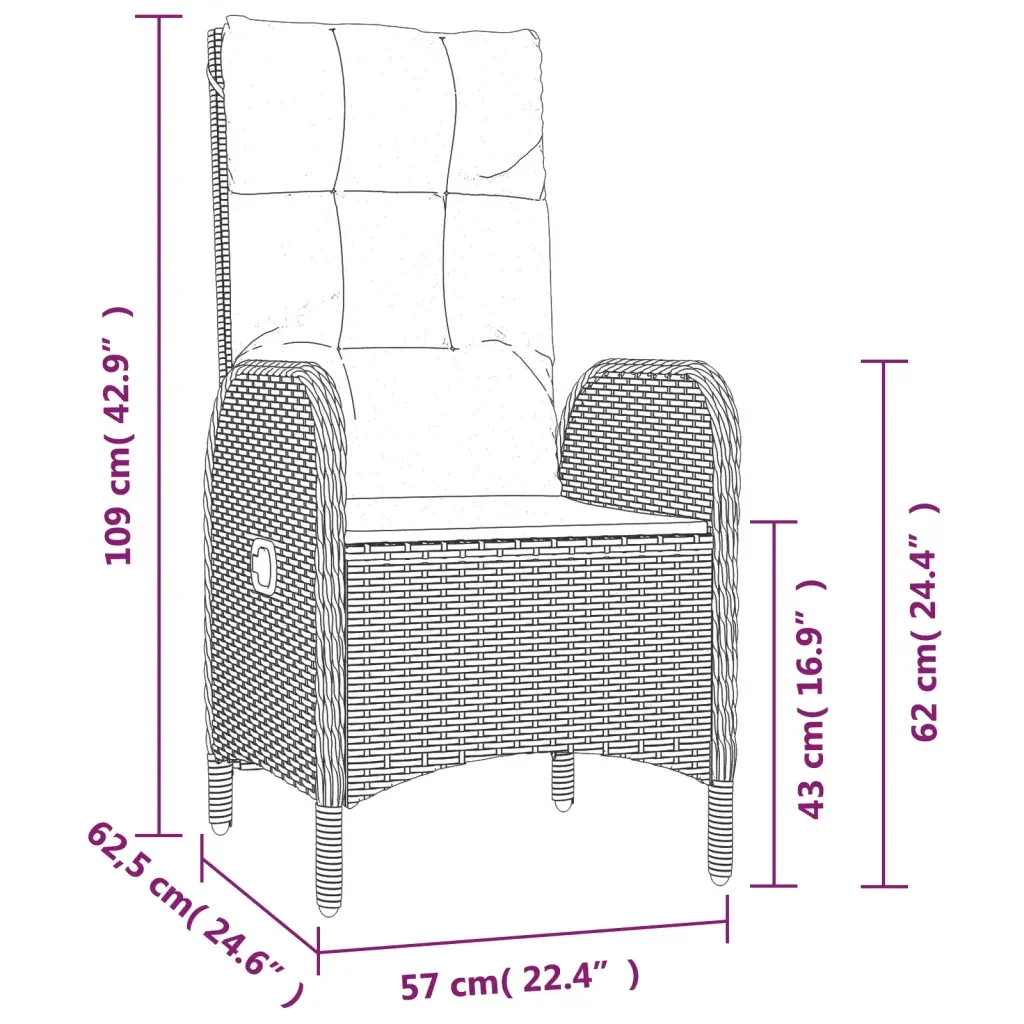 Set da Pranzo Giardino 5pz Nero e Grigio con Cuscini Polyrattan 3185181 - Image 9