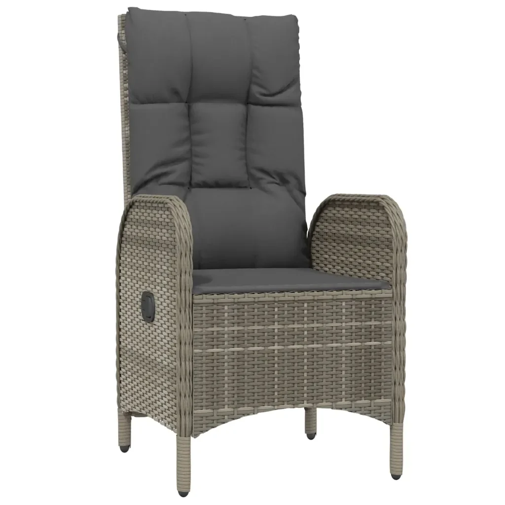 Set da Pranzo Giardino 7pz Nero e Grigio con Cuscini Polyrattan 3185182 - Image 5