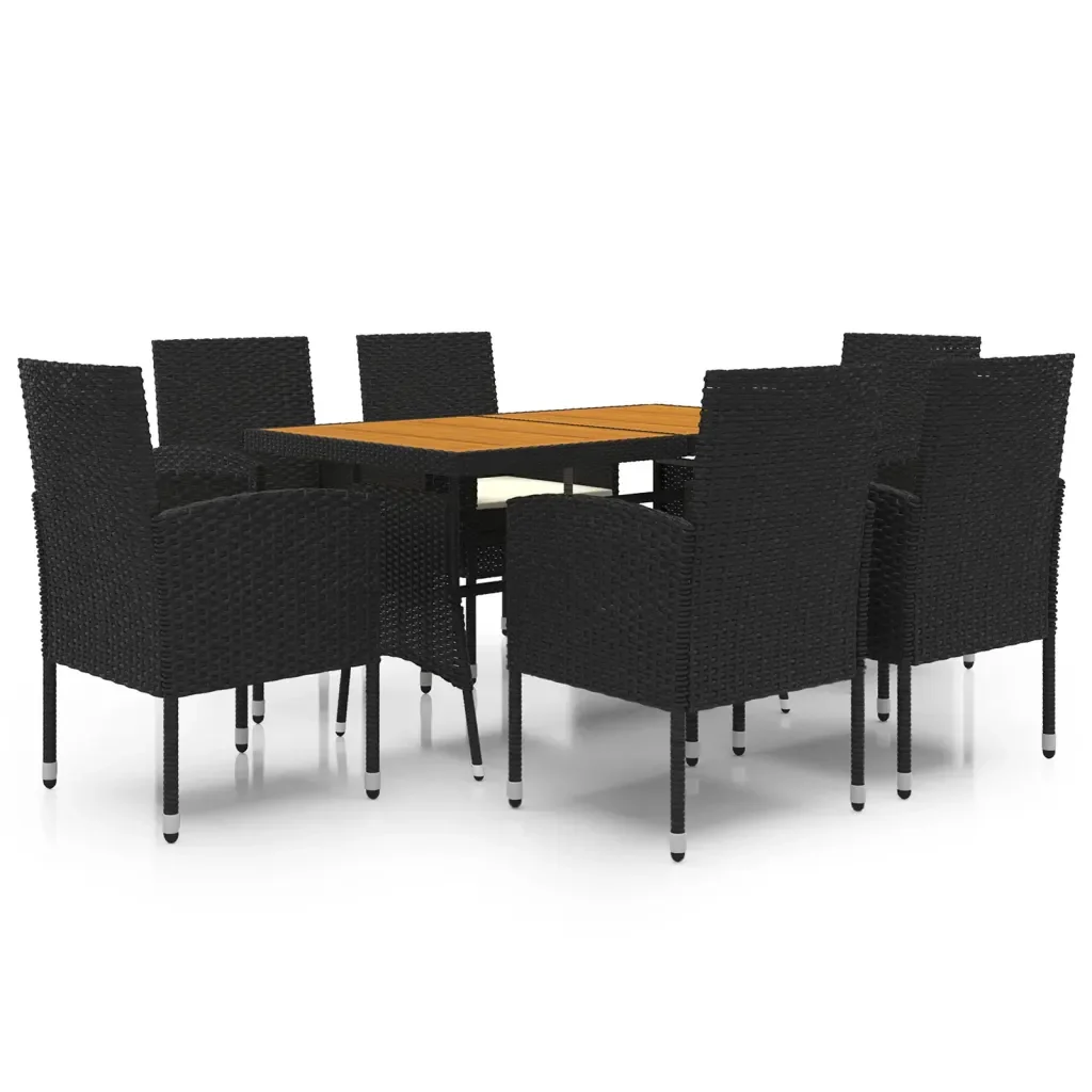 Set da Pranzo per Esterni 7 pz in Polyrattan Nero 3120100 - Image 2