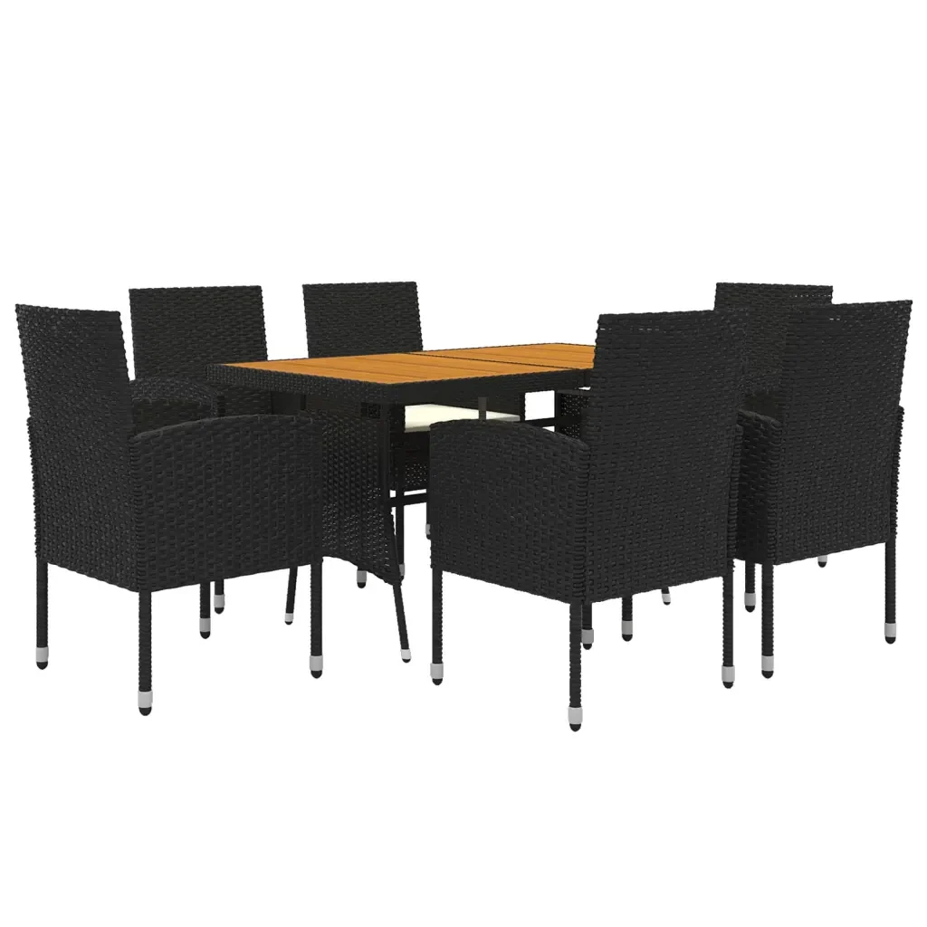 Set da Pranzo per Esterni 7 pz in Polyrattan Nero 3120100 - Image 3