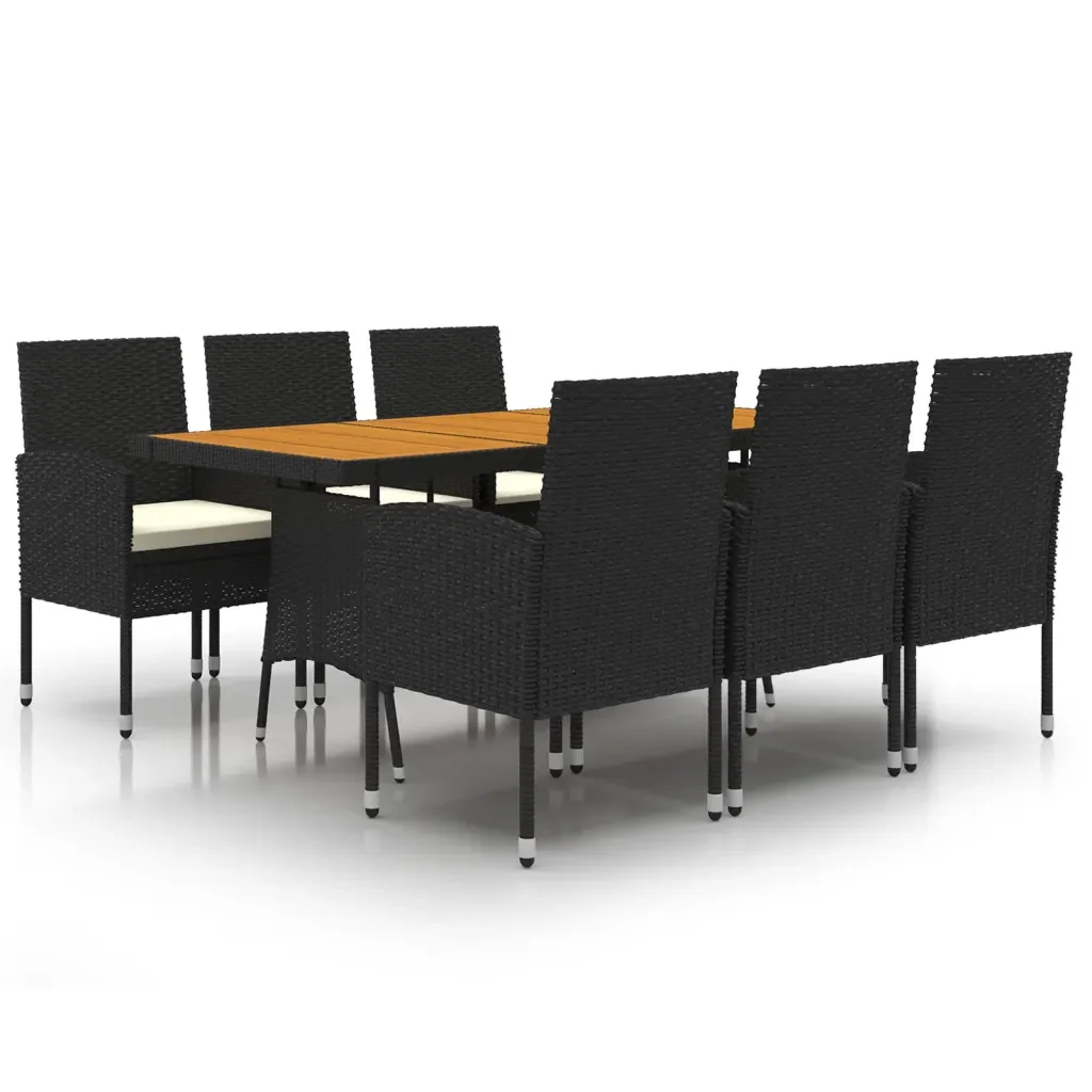 Set da Pranzo per Esterni 7 pz in Polyrattan Nero 3120108 - Image 2