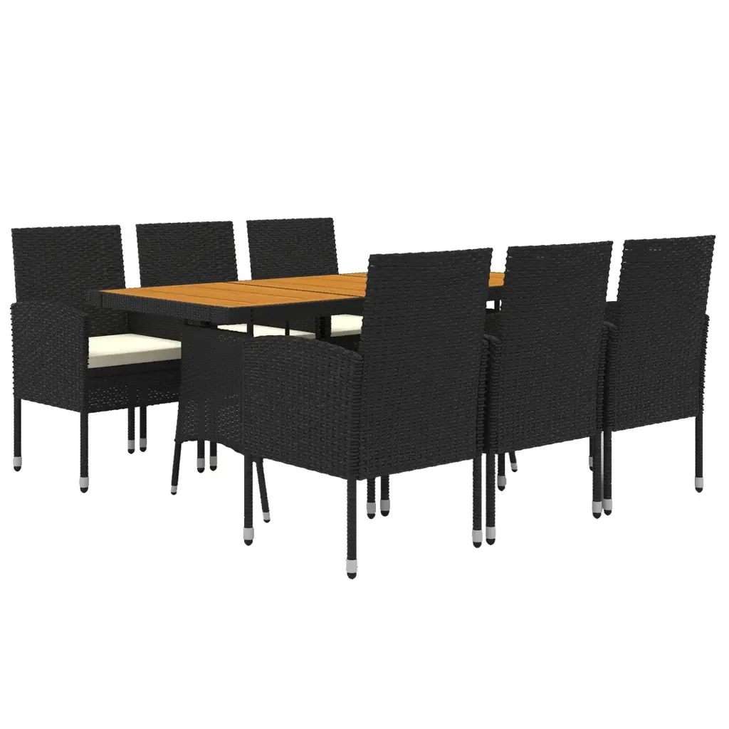 Set da Pranzo per Esterni 7 pz in Polyrattan Nero 3120108 - Image 3