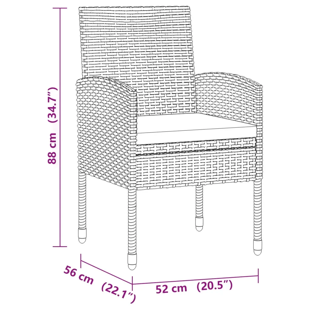 Set da Pranzo per Esterni 7 pz in Polyrattan Nero 3120108 - Image 8