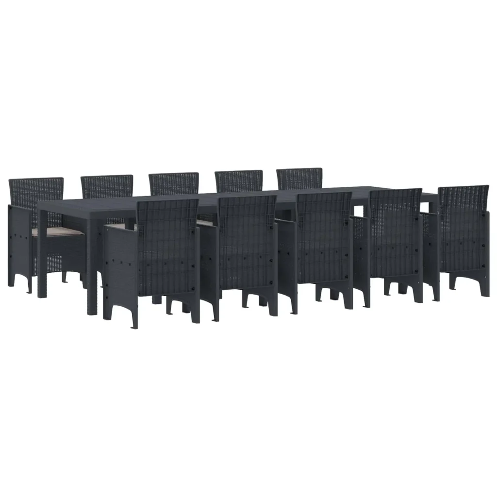 Set da Pranzo per Giardino 11 pcs Antracite Poly Rattan 3378753