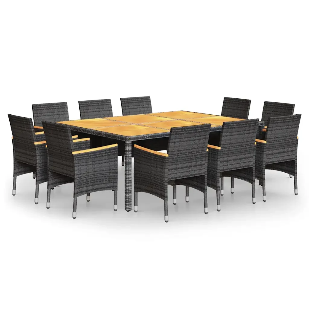 Set Pranzo da Giardino 11pz in Polyrattan Grigio 3058571 - Image 2