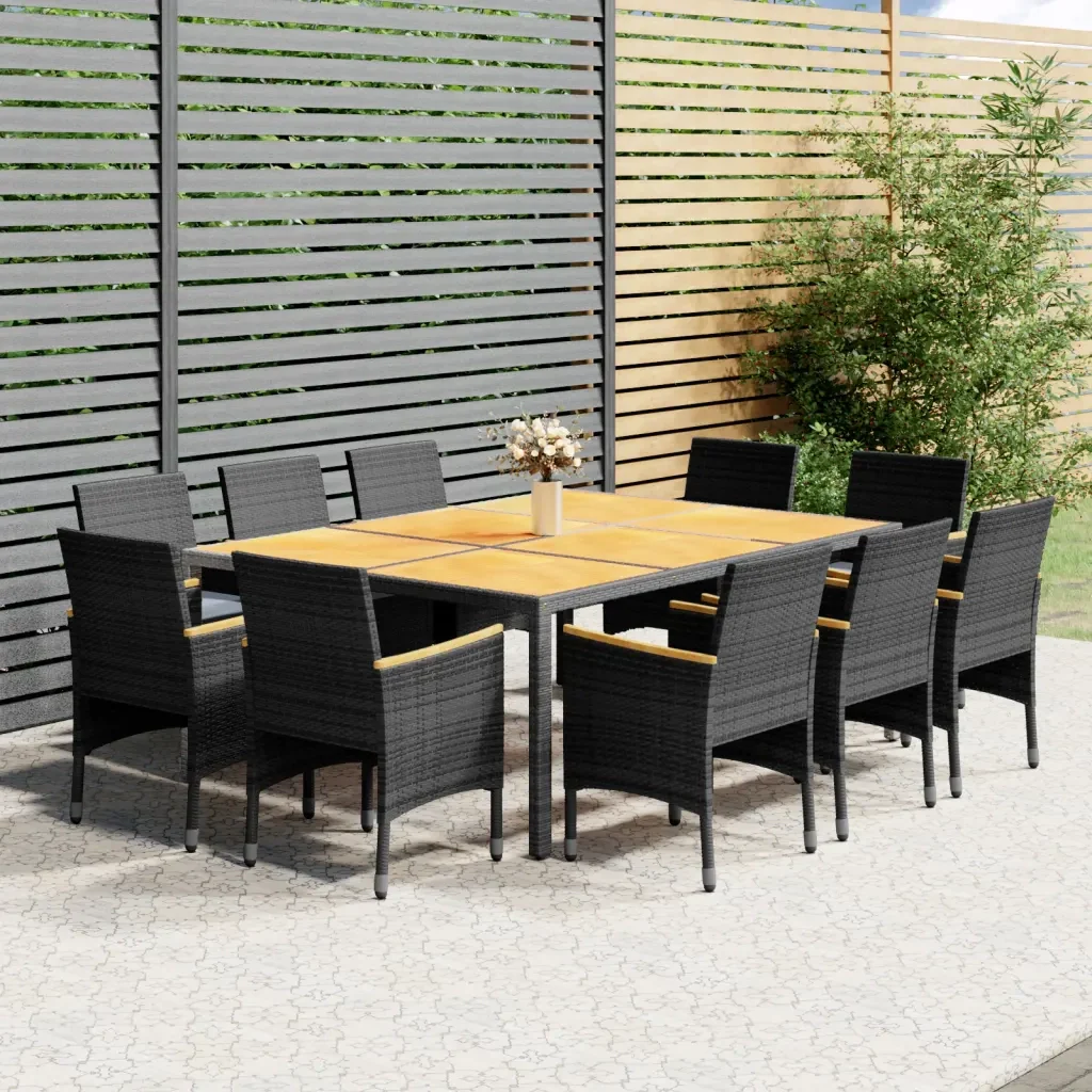 Set da Pranzo per Giardino 11 pz in Polyrattan Grigio cod mxl 44974