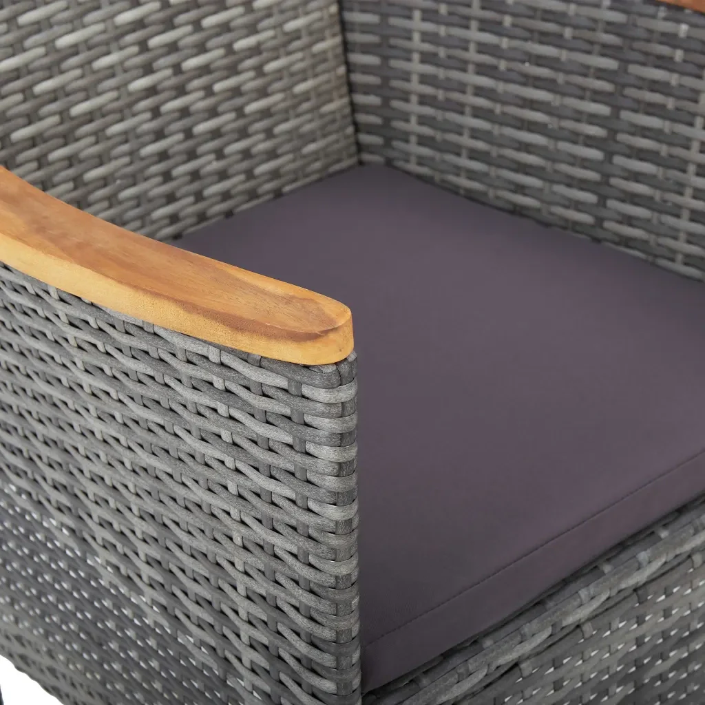 Set da Pranzo per Giardino 11 pz in Polyrattan Grigio cod mxl 44974 - Image 5