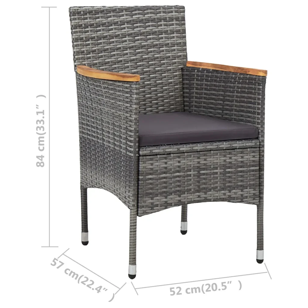 Set da Pranzo per Giardino 11 pz in Polyrattan Grigio cod mxl 44974 - Image 8