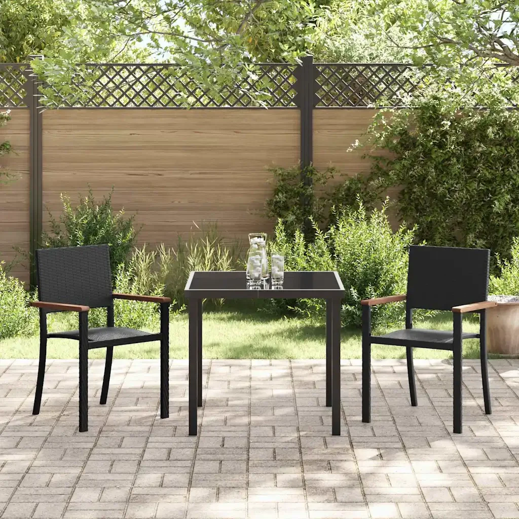 Set da Pranzo per Giardino 3 pcs Nero 3379415