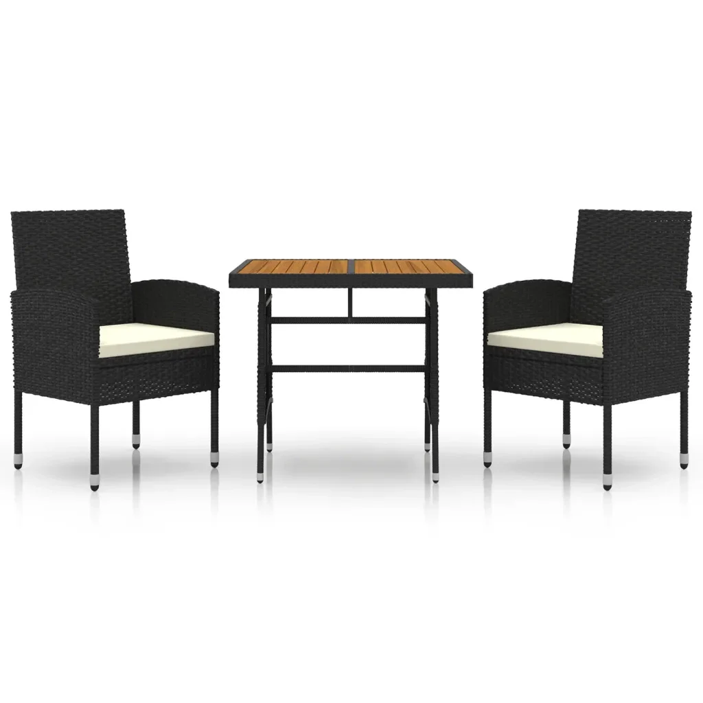 Set da Pranzo per Giardino 3 pz in Polyrattan Nero 3120088 - Image 2