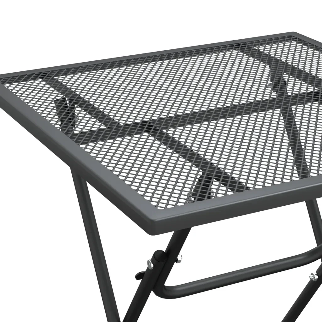 Set da Pranzo per Giardino 3pz Rete Metallica Espansa Antracite 3084715 - Image 7