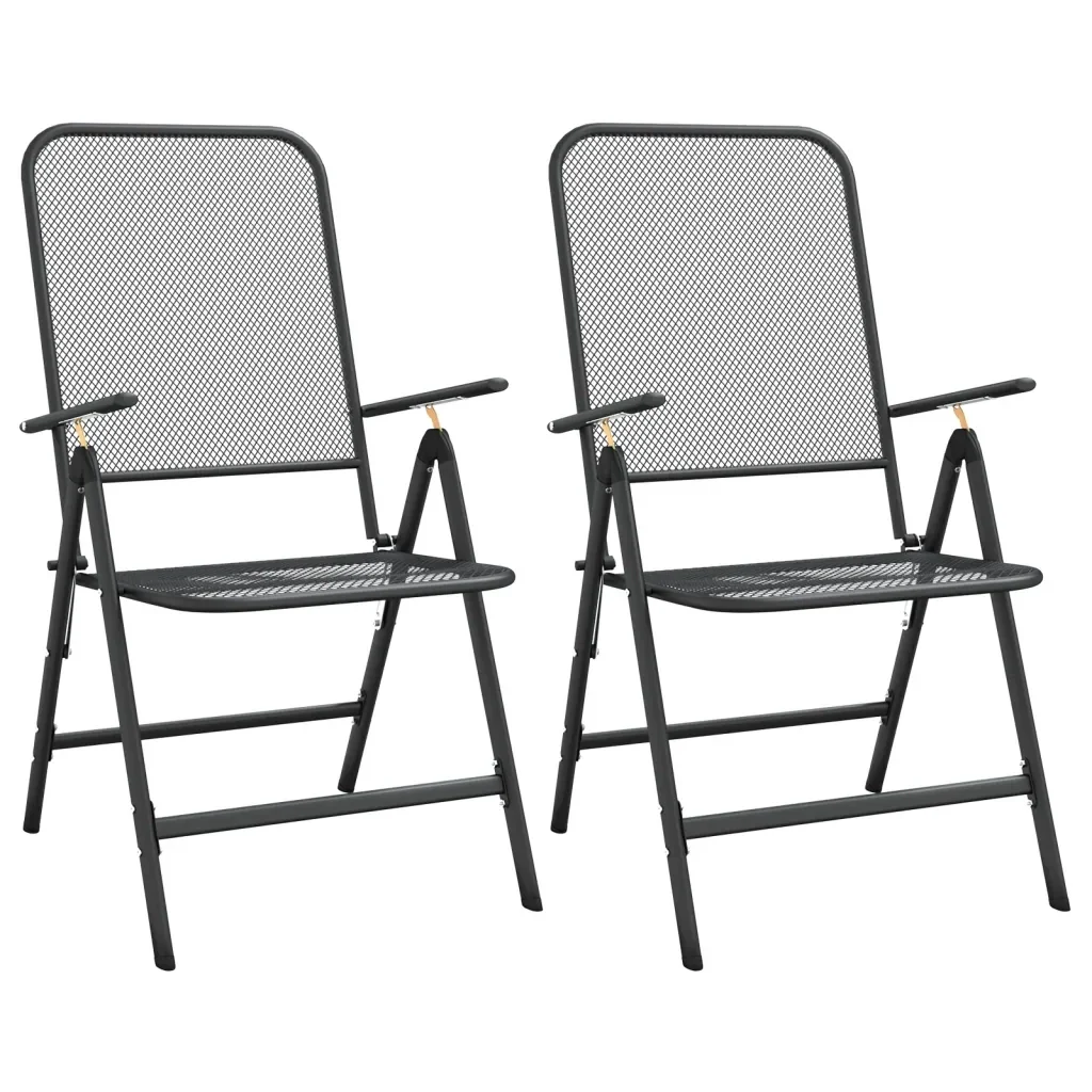 Set da Pranzo per Giardino 3pz Rete Metallica Espansa Antracite 3084717 - Image 8