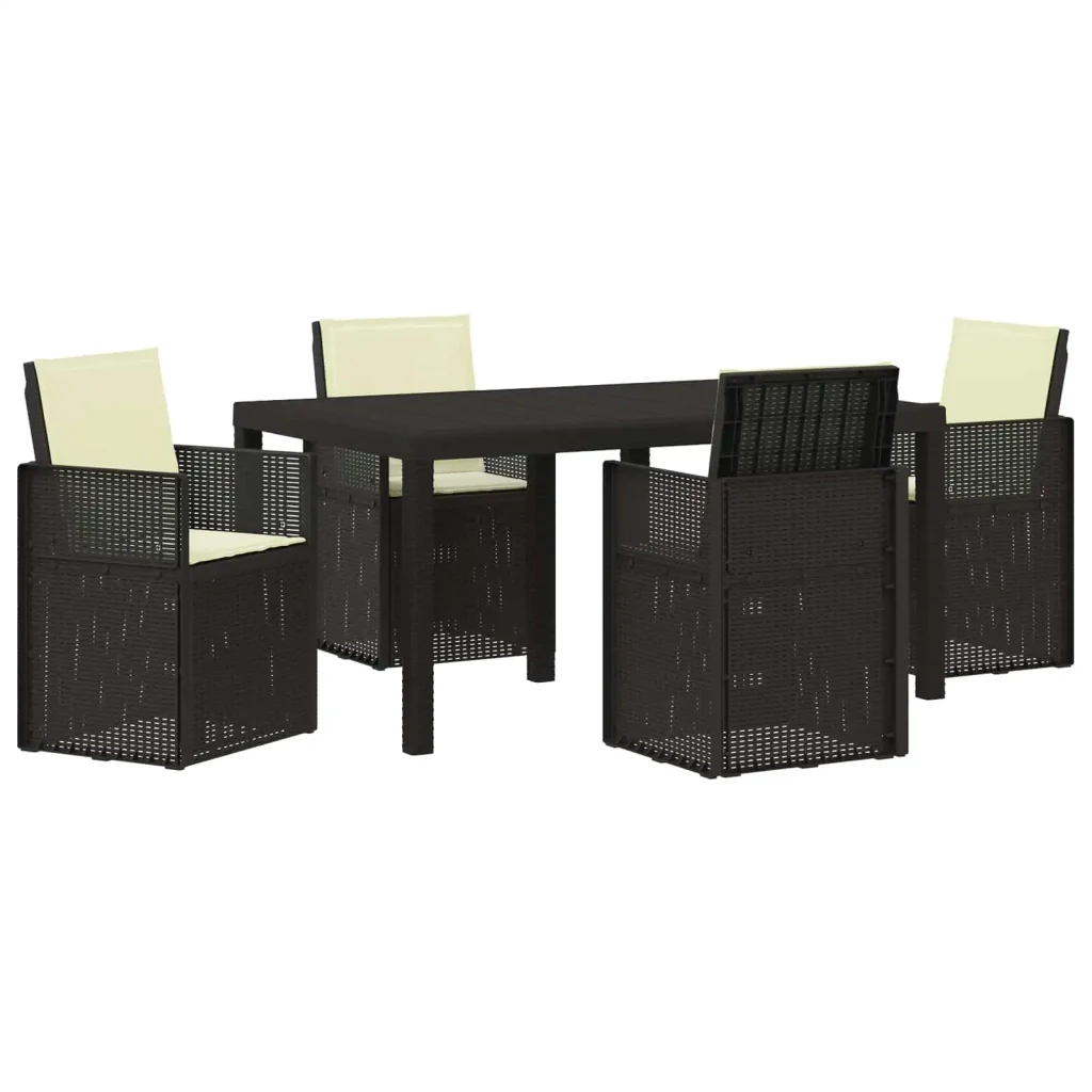 Set da Pranzo per Giardino 5 pcs Antracite e Crema PP 3430055 - Image 2