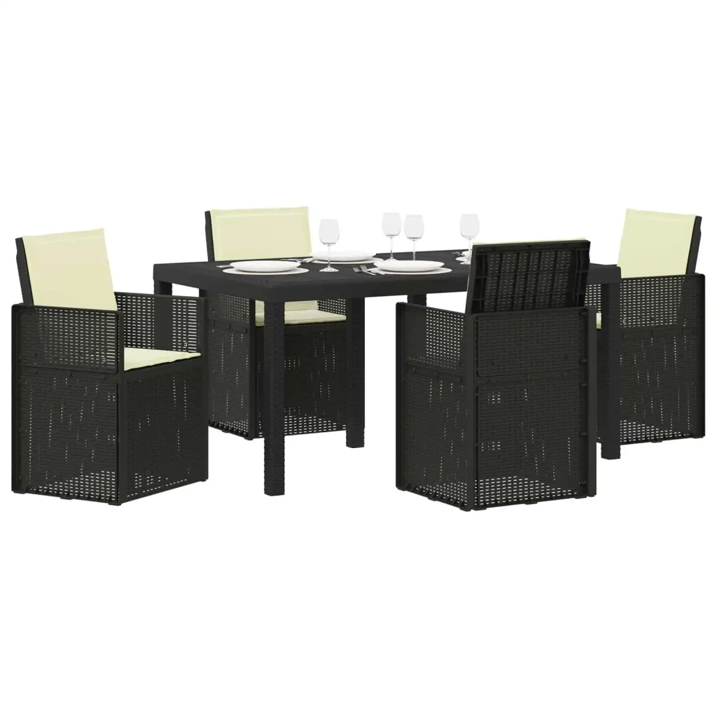 Set da Pranzo per Giardino 5 pcs Antracite e Crema PP 3430055 - Image 3