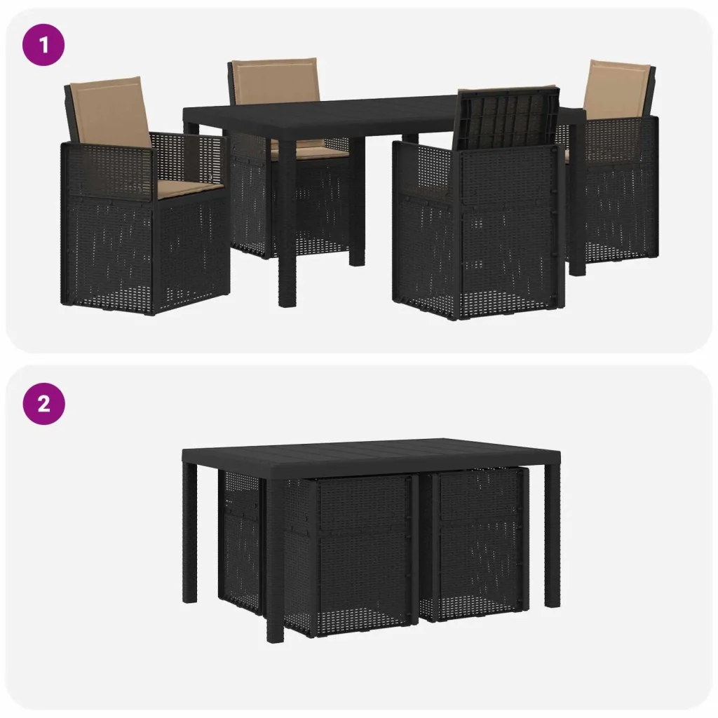 Set da Pranzo per Giardino 5 pcs Antracite e Tortora PP 3430057 - Image 10