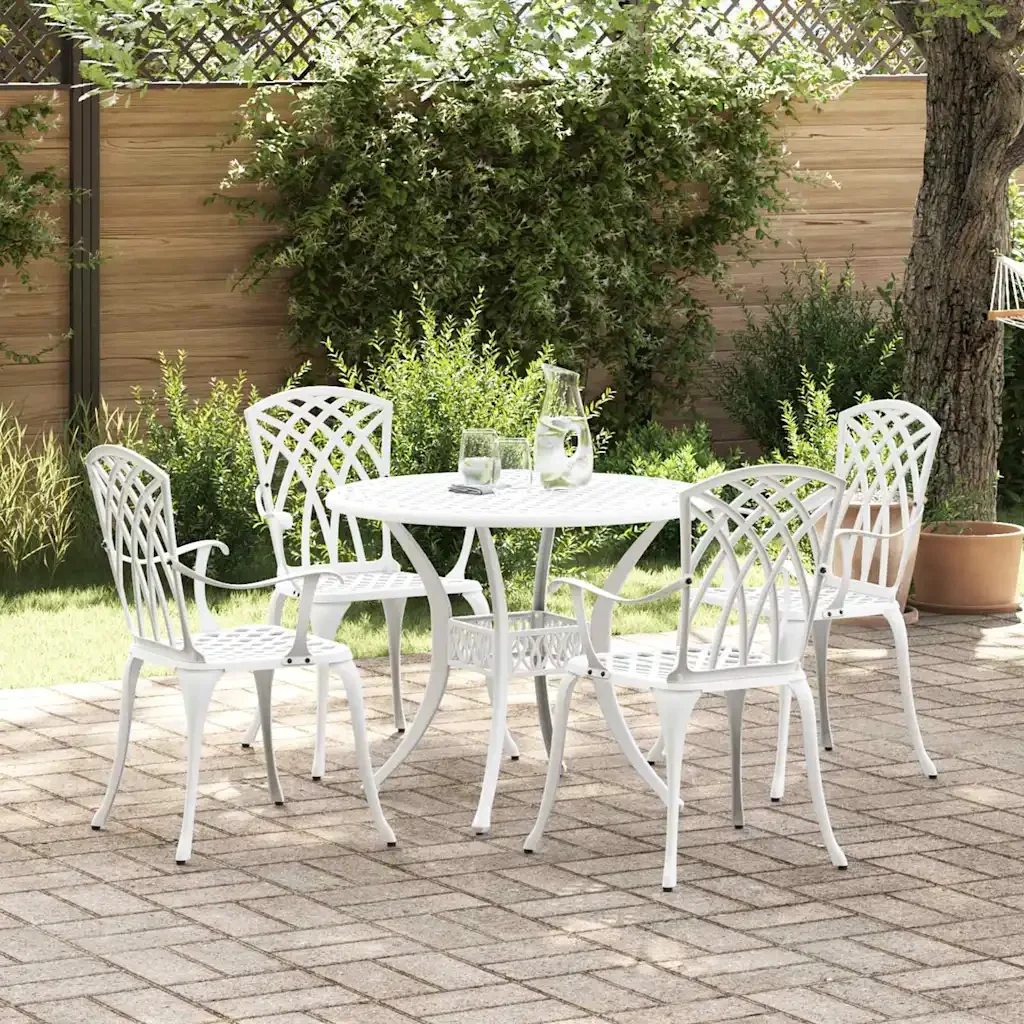 Set da Pranzo per Giardino 5 pcs Bianco Alluminio 3334718