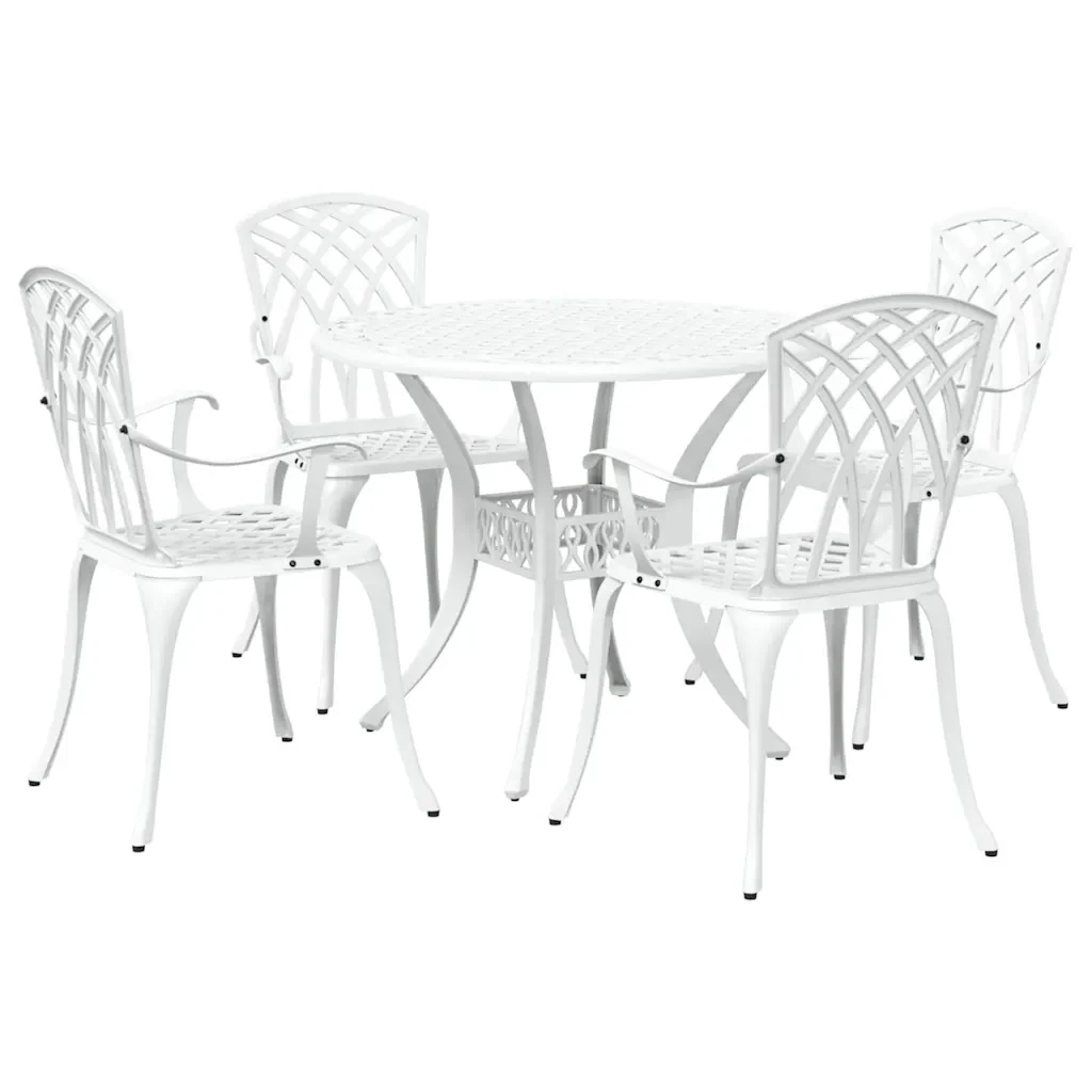 Set da Pranzo per Giardino 5 pcs Bianco Alluminio 3334718 - Image 2