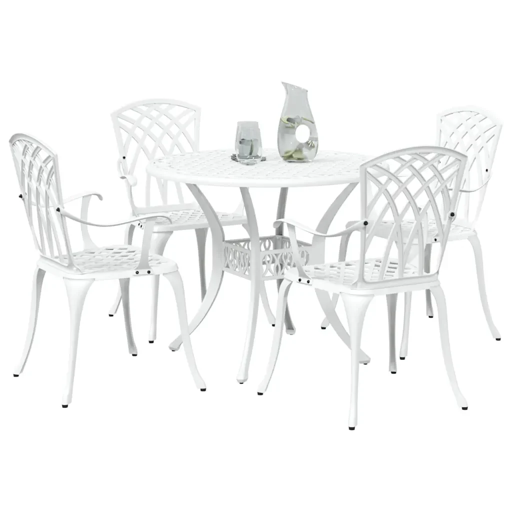 Set da Pranzo per Giardino 5 pcs Bianco Alluminio 3334718 - Image 3