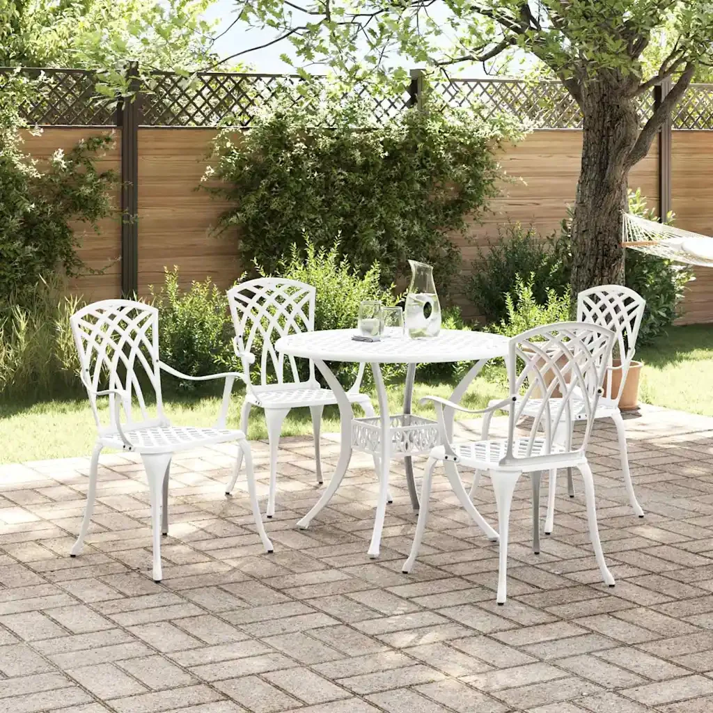 Set da Pranzo per Giardino 5 pcs Bianco Alluminio 3334718 - Image 4