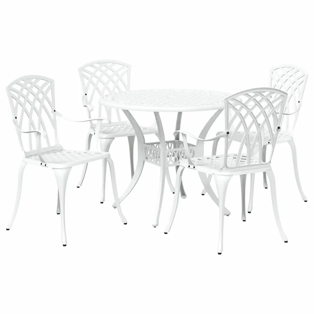 Set da Pranzo per Giardino 5 pcs Bianco Alluminio 3334718 - Image 7