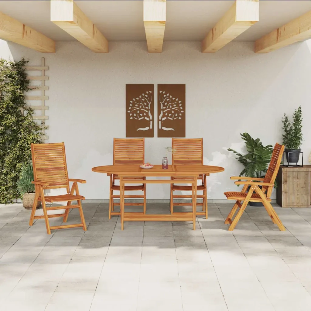 Set da Pranzo per Giardino 5 pcs Marrone - Image 4