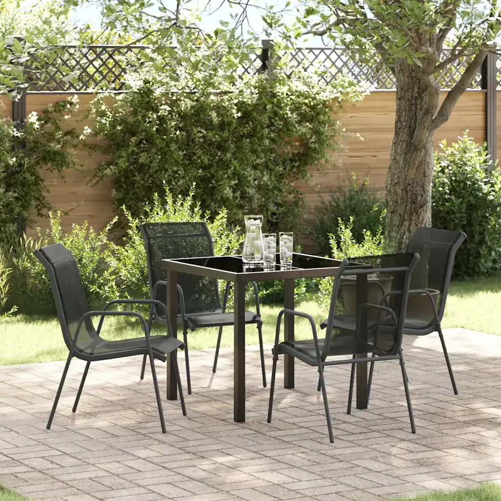 Set da Pranzo per Giardino 5 pcs Nero 3379136