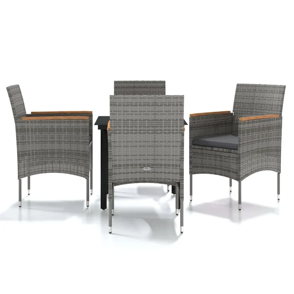 Set da Pranzo da Giardino 5 pz con Cuscini Grigio e Nero 3099336 - Image 2