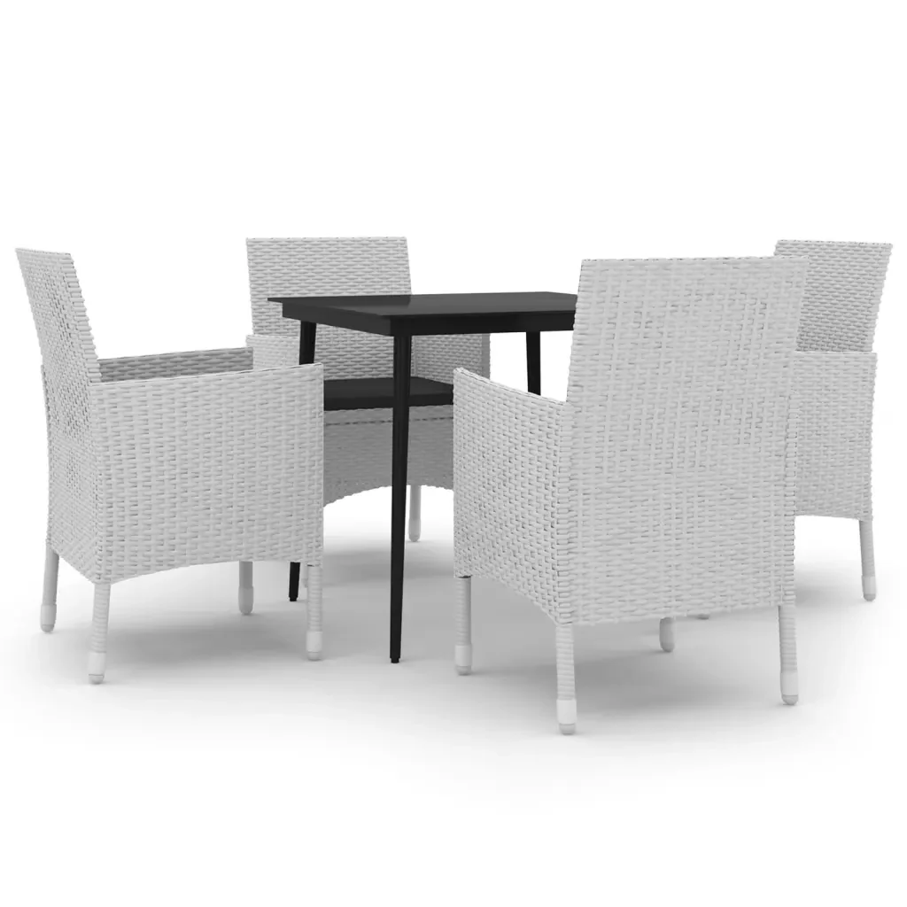 Set da Pranzo per Giardino 5 pz con Cuscini Polyrattan e Vetro 3099746 - Image 2
