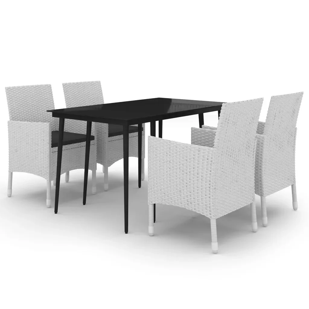 Set da Pranzo per Giardino 5 pz con Cuscini Polyrattan e Vetro 3099747 - Image 2