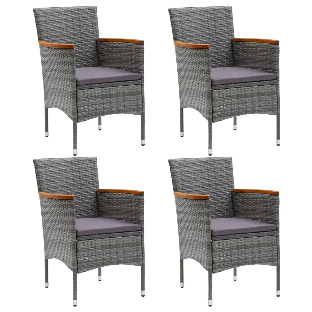 Set da Pranzo per Giardino 5 pz con Cuscini Polyrattan Grigio 3095005 - Image 3