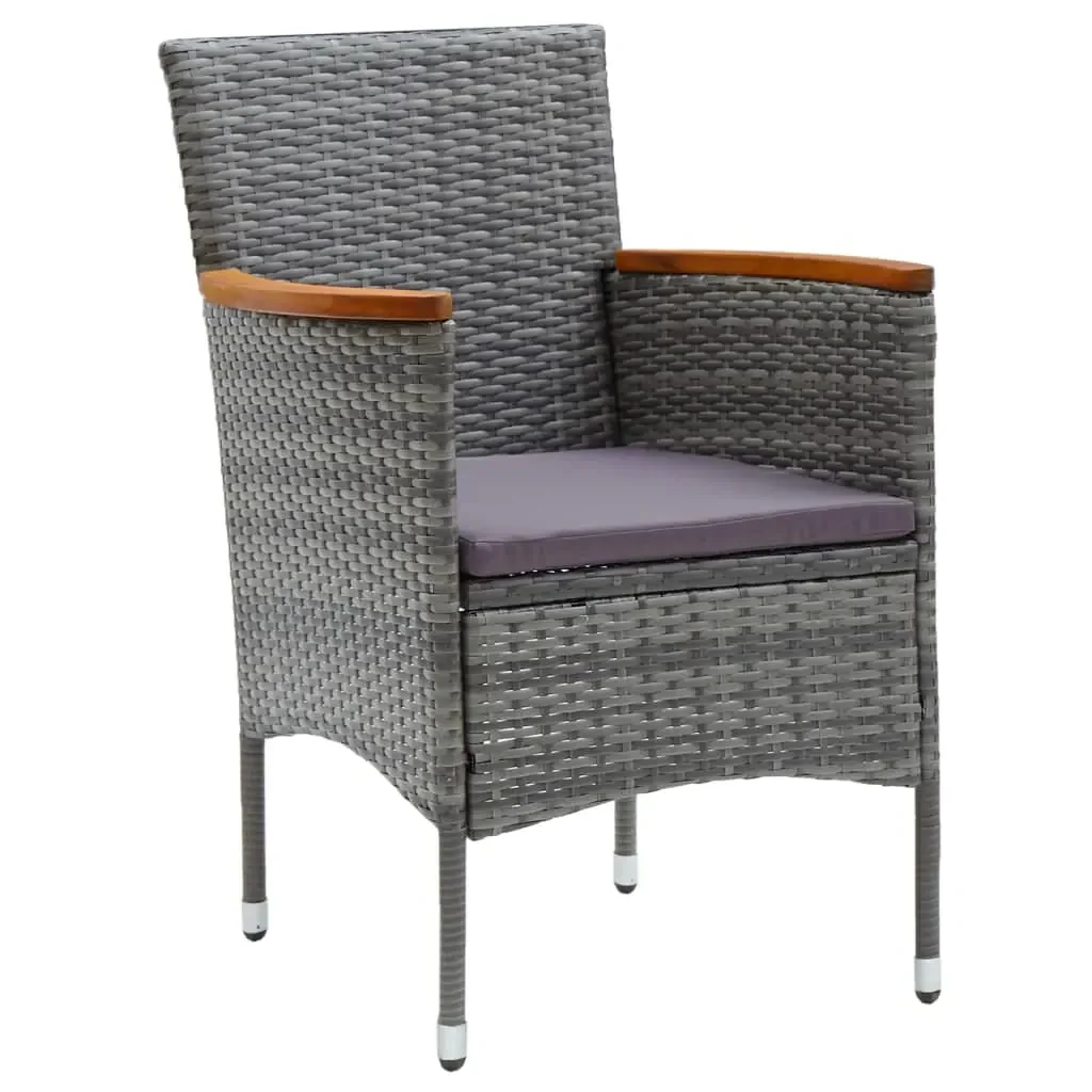 Set da Pranzo per Giardino 5 pz con Cuscini Polyrattan Grigio 3095029 - Image 4