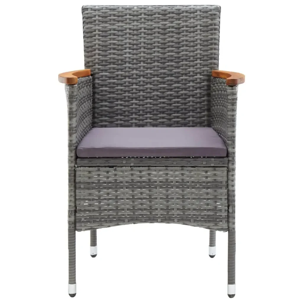 Set da Pranzo per Giardino 5 pz con Cuscini Polyrattan Grigio 3095029 - Image 5