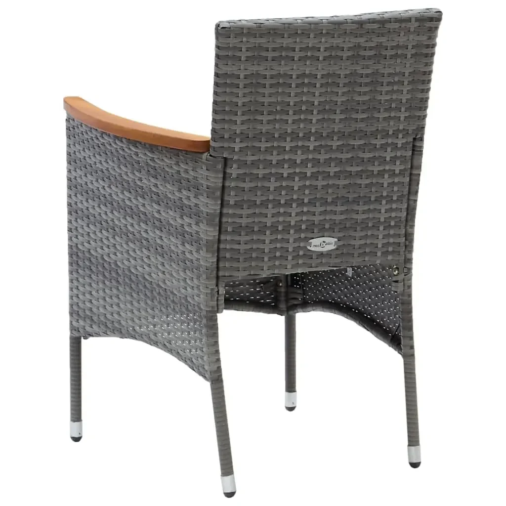 Set da Pranzo per Giardino 5 pz con Cuscini Polyrattan Grigio 3095029 - Image 6