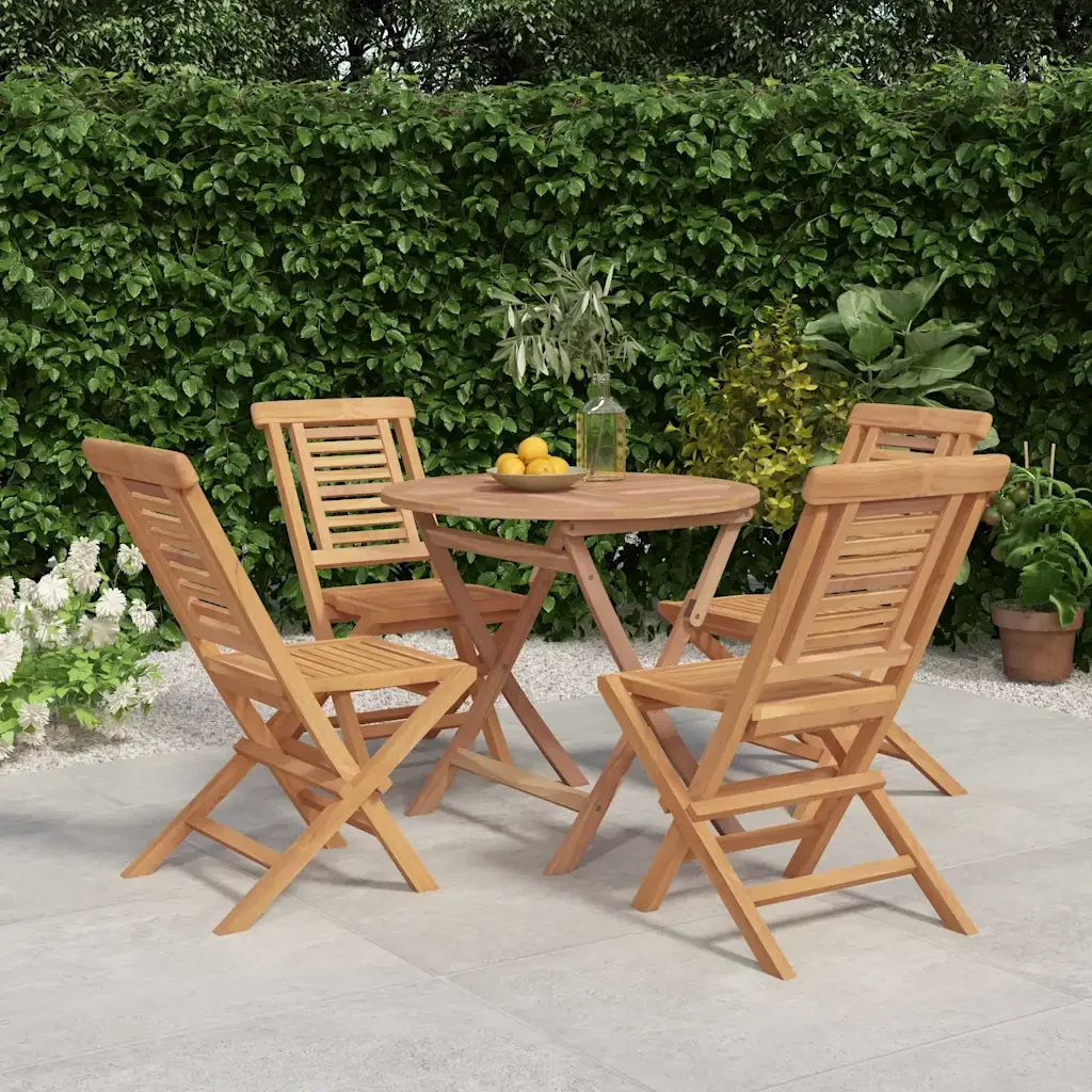 Set da Pranzo per Giardino 5 pz in Legno Massello di Teak 3155016