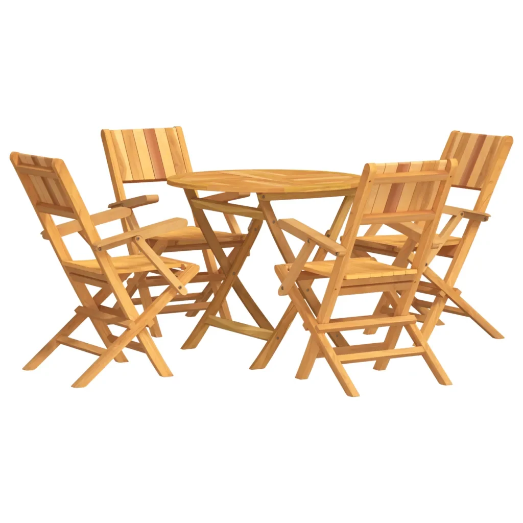 Set da Pranzo per Giardino 5 pz in Legno Massello di Teak 3155021 - Image 2