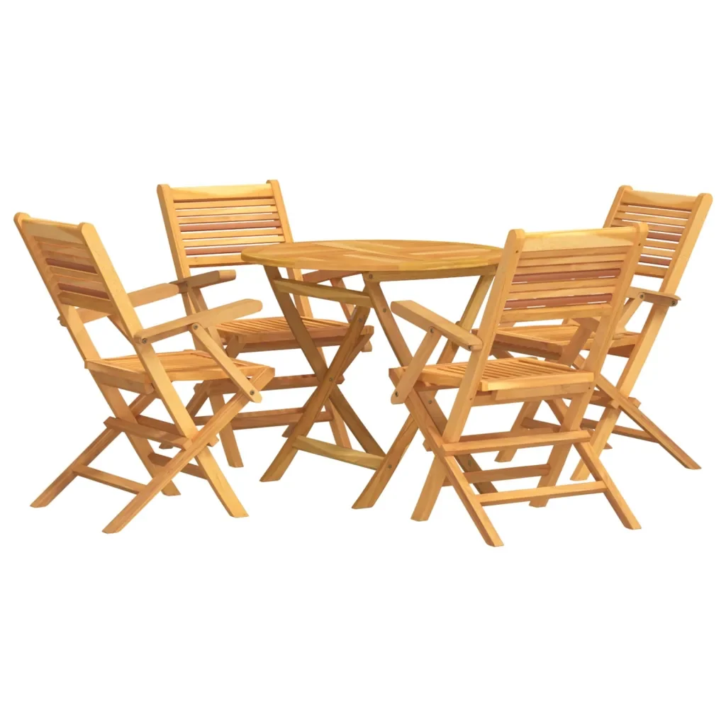 Set da Pranzo per Giardino 5 pz in Legno Massello di Teak 3155023 - Image 2