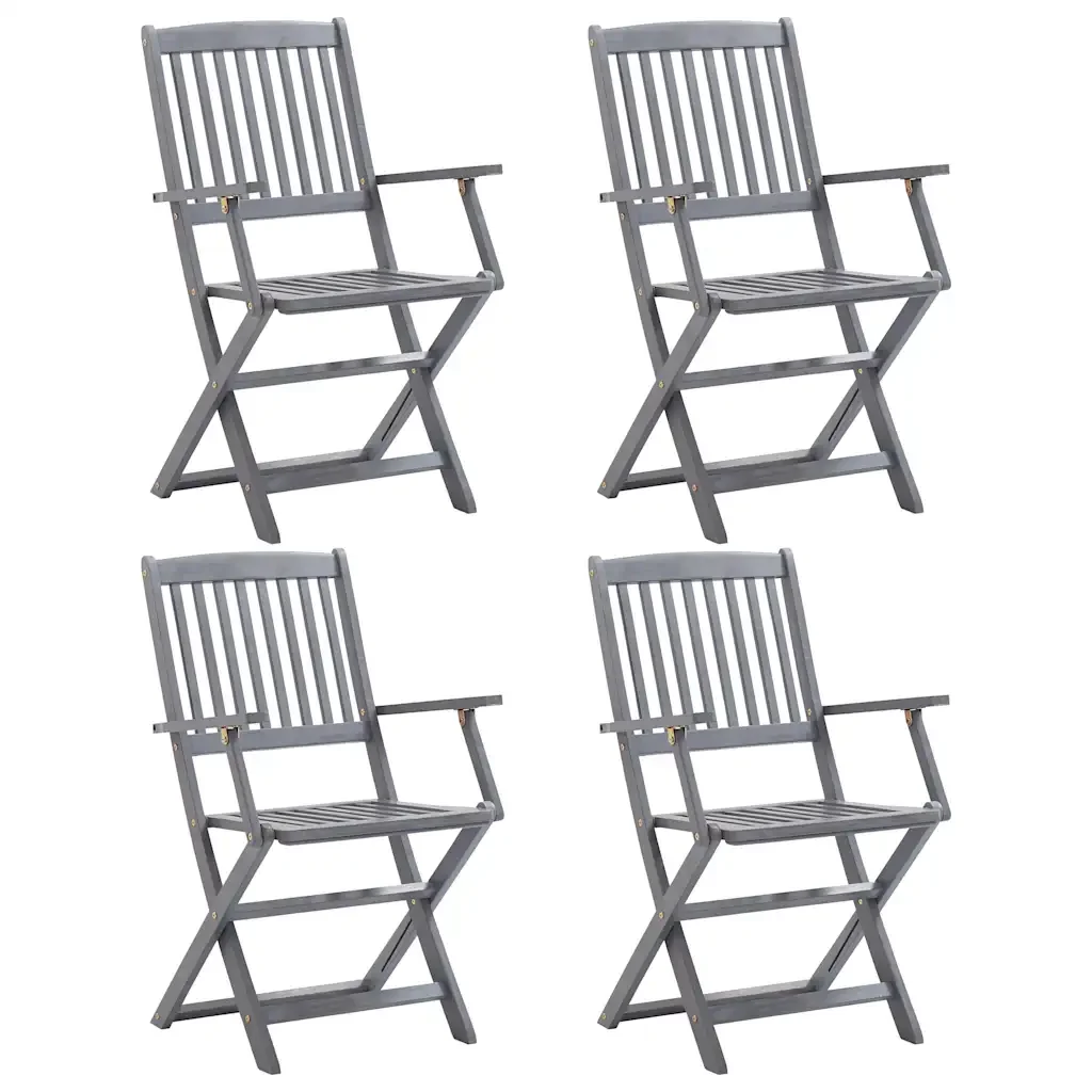 Set da Pranzo per Giardino 5 pz Legno Massello di Acacia Grigio - Image 6