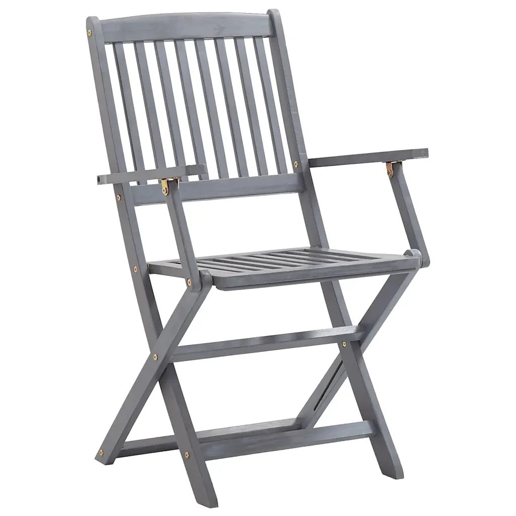 Set da Pranzo per Giardino 5 pz Legno Massello di Acacia Grigio - Image 7