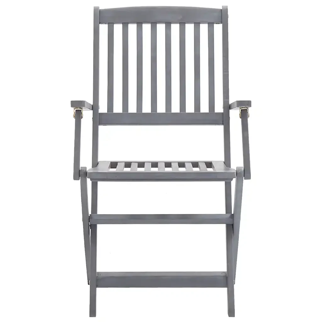 Set da Pranzo per Giardino 5 pz Legno Massello di Acacia Grigio - Image 8