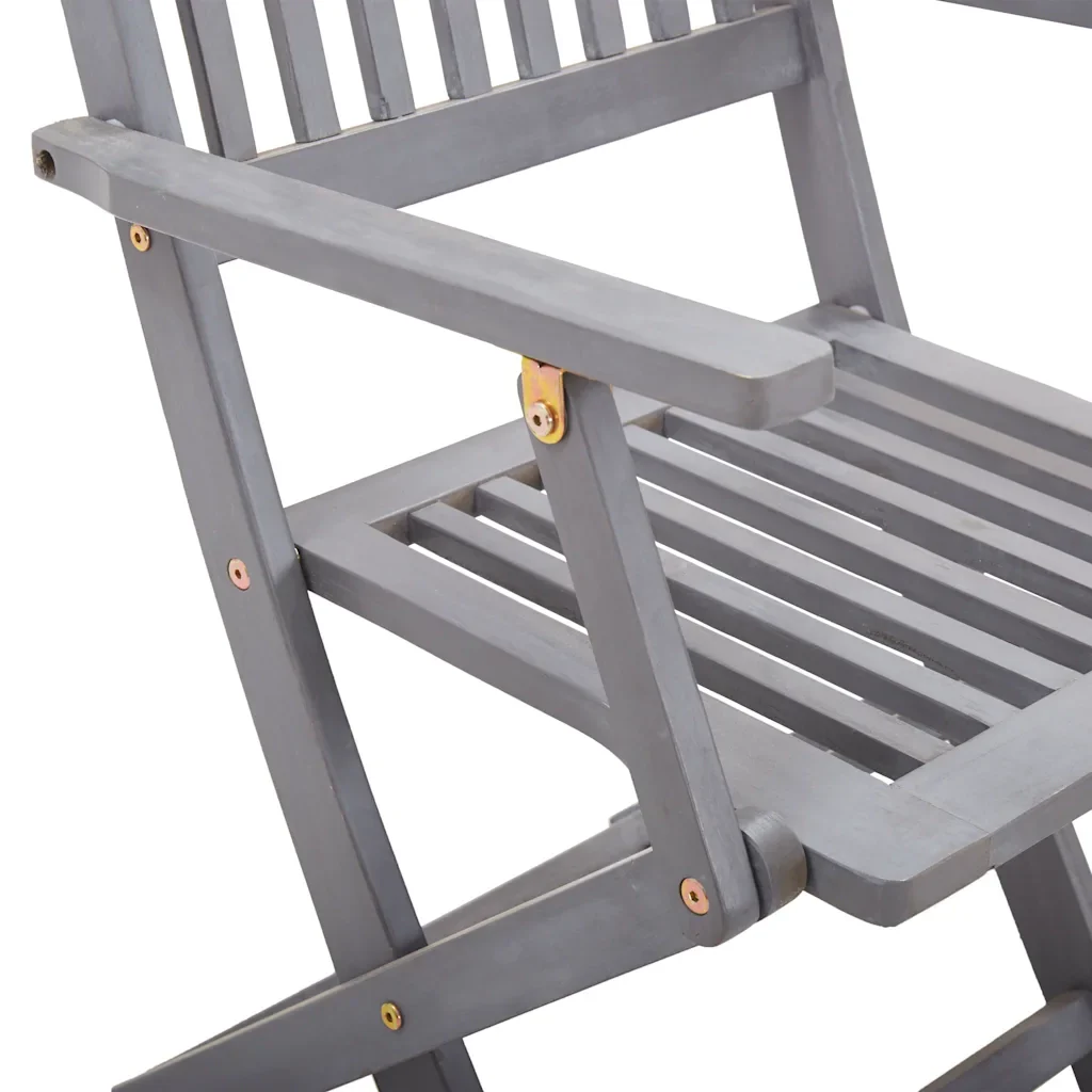 Set da Pranzo per Giardino 5 pz Legno Massello di Acacia Grigio - Image 9