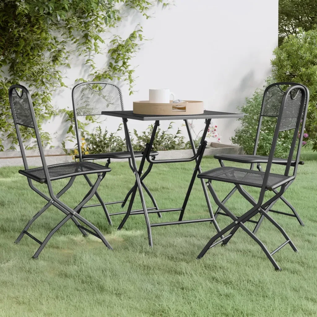Set da Pranzo per Giardino 5pz Rete Metallica Espansa Antracite 3084716