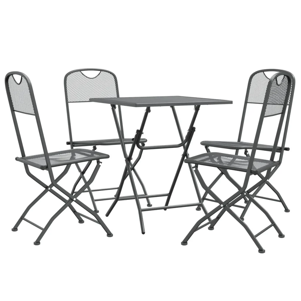 Set da Pranzo per Giardino 5pz Rete Metallica Espansa Antracite 3084716 - Image 3