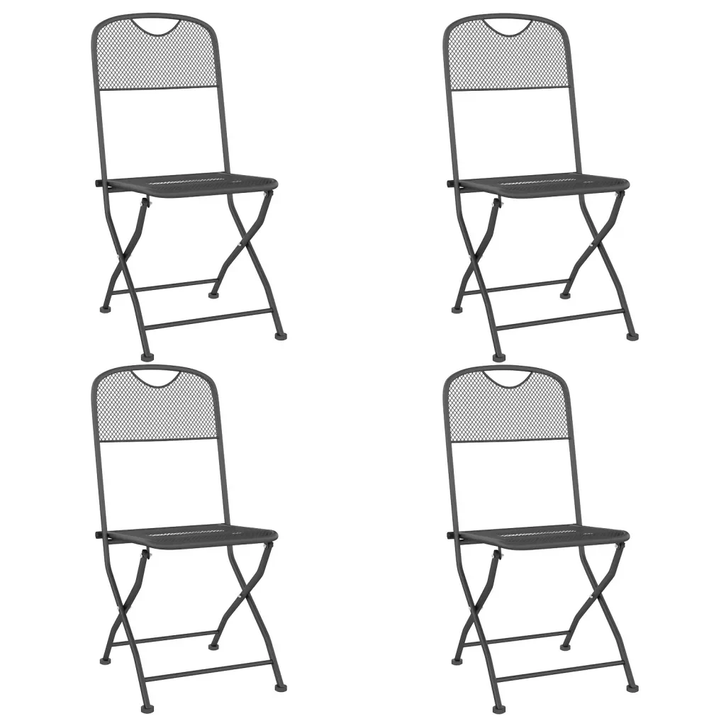 Set da Pranzo per Giardino 5pz Rete Metallica Espansa Antracite 3084716 - Image 8