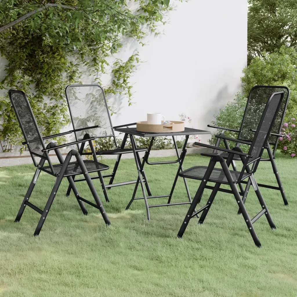 Set da Pranzo per Giardino 5pz Rete Metallica Espansa Antracite 3084718