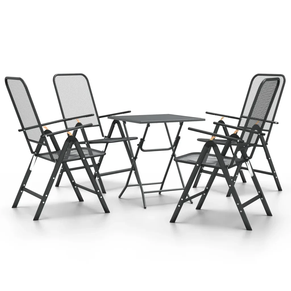 Set da Pranzo per Giardino 5pz Rete Metallica Espansa Antracite 3084718 - Image 2