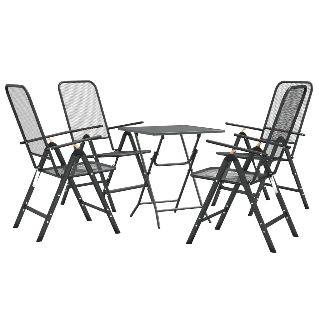 Set da Pranzo per Giardino 5pz Rete Metallica Espansa Antracite 3084718 - Image 3