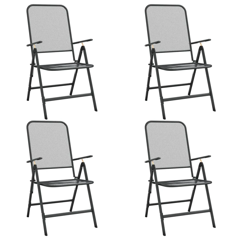 Set da Pranzo per Giardino 5pz Rete Metallica Espansa Antracite 3084718 - Image 8